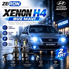 OtoÇizgi Hyundai Accent  Xenon H4 Buz Mavi LED Far Ampulü 12V - 2 Adet Yüksek Aydınlatma Kolay Montaj