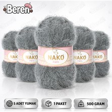 Nako Paris - 1690 Kömür Gri - 5'li Paket - 100GR/245M - El Örgü Ipi - Hırka, Kazak, Bluz, Atkı, Bere, Şal