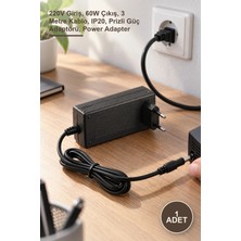 Yenilig 1 Adet CT-2553 5 Amper Fişli Adaptör – 220V Giriş, 60W Çıkış, 3 Metre Kablo, IP20, Prizli Güç Adaptörü, Power Adapter