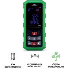 SCHUTZENGER Dawrek H03 Lazer Mesafe Ölçer 80 Metre Dijital Hassas Ölçüm Cihazı Çok Fonksiyonlu Yeşil