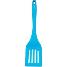 Lurch - Platin Silikon Delikli Spatula 32,5 cm Mavi - Yanmaz, Yapışmaz, Bükülmez, Çizmez, Tat ve Koku Bırakmaz - 240103