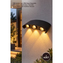 Yenilig 1 Adet CT-8011A LED Dış Mekan Aplik CT-8011 – 10W Amber Işık, IP64 Suya Dayanıklı, 810 Lümen, Siyah Kasa, Veranda Bahçe Wall Light Outdoor Sconce