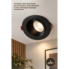Yenilig 2 Adet CT-5041 Jaguar Spot Armatür – Yuvarlak Tavan Spot Siyah, Gu-10 Uyumlu, Yönlendirilebilir Iç Yapı, Downlight Spotlight