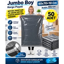 Erfa Plastik Ambalaj Cepsiz Bantlı Gri Kargo Poşeti 60X70+10 cm 50'li Büyük Boy Kargo Paketleme Torbası