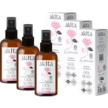 Akita Doğal Yağı Alınmamış Gül Suyu Cam Şişe 3X100mL