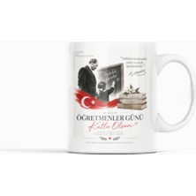 Nino Store Atatürk Temalı Kişiye Özel Öğretmenler Günü Kupa Bardak 300 ml Porselen Öğretmen Hediyesi