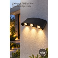 Yenilig 3 Adet CT-8011G Dış Mekan LED Aplik – 10W Günışığı IP64 Siyah Kasa, Bahçe Duvar Aydınlatma, Outdoor Wall Light CT-8011