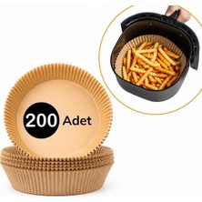 200 Adet Air Fryer Pişirme Kağıdı Tek Kullanımlık Yağlı Kağıdı Yuvarlak Tabak Model