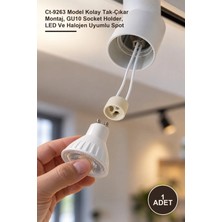 Yenilig 1 Adet GU10 Duy – CT-9263 Model Kolay Tak-Çıkar Montaj, GU10 Socket Holder, LED ve Halojen Uyumlu Spot
