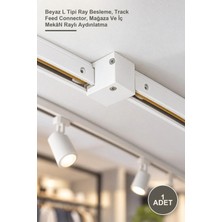 Yenilig 1 Adet CT-9773B Monofaze Ray L Besleme – Beyaz L Tipi Ray Besleme, Track Feed Connector, Mağaza ve Iç Mekân Raylı Aydınlatma