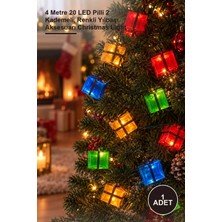 Yenilig 1 Adet Hediye Kutusu LED Işık Süs – 4 Metre 20 LED Pilli 2 Kademeli, Renkli Yılbaşı Aksesuarı Christmas Light