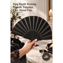 Yenilig 120 Adet El Yelpazesi – Düz Siyah Kumaş Plastik Yelpaze, Fan, Hand Fan