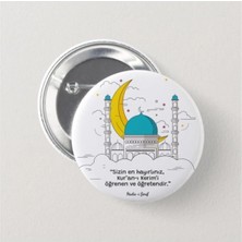 Genç Box Camii ve Hilal Motifli Hadisi Şerif - Çocuk Iğneli Rozet (20 Adet)