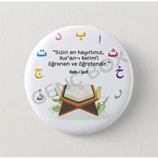 Genç Box Sizin En Hayırlınız Hadisi Arapça Harfler - Çocuk Iğneli Rozet (20 Adet)