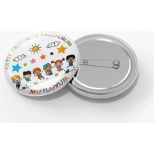 Genç Box Neşeli Çocuklar Okuyorum Yazıyorum Mutluyum -  Rozet (10 Adet) Fenomenstore