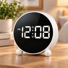 CoverZone Dijital LED Alarm Saat, Ayna Ekranlı Masa ve Başucu Saati, Snooze Erteleme, Iç Ortam Sıcaklık ve Takvim Göstergesi, 12/24 Saat Formatı, USB Güç Girişli, HL-8895