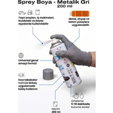 Azimli 200 ml Metalik Gri Sprey Boya Metal Ahşap ve Beton Uyumlu Hızlı Kuruyan Genel Amaçlı