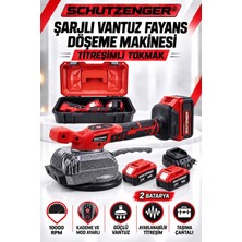SCHUTZENGER 21V 4AH Şarjlı Vantuzlu Titreşimli Fayans Döşeme Makinesi – 2 Bataryalı, Çantalı, 10000 Rpm Kırmızı