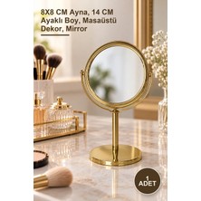 Yenilig 1 Adet Ayaklı Gold Ayna – 8x8 cm Ayna, 14 cm Ayaklı Boy, Masaüstü Dekor, Mirror
