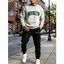 Woodroffe Unisex Brooklyn Baskılı Bisiklet Yaka Eşofman Takımı Oversize