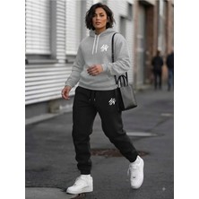 Woodroffe Unisex 2h Baskılı Oversize Kapüşonlu Eşofman Takımı Salaş