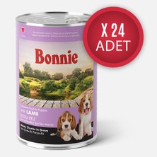 Bonnie Kuzu Etli Sos Içinde Et Parçacıklı Yavru Köpek Konservesi 400G x 24 Adet