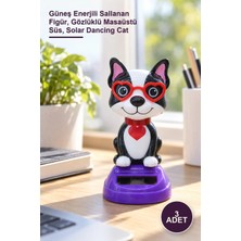 Yenilig 3 Adet Solar Sallanan Kedi – Güneş Enerjili Sallanan Figür, Gözlüklü Masaüstü Süs, Solar Dancing Cat