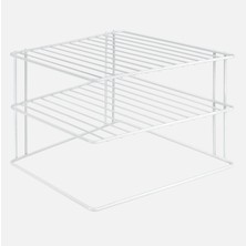 2 Adet Metaltex Pvc Krom Köşe Tabaklık Mutfak Rafı
