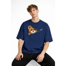 Fiore Ayakkabı Mn - Bear Baskılı Oversize Tişört Lacıvert