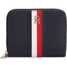 Tommy Hilfiger Kadın Logo Desenli Fermuarlı Banknot Bölmeli Lacivert Cüzdan AW0AW19164-DW6