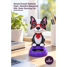 Yenilig 5 Adet Solar Sallanan Kedi – Güneş Enerjili Sallanan Figür, Gözlüklü Masaüstü Süs, Solar Dancing Cat