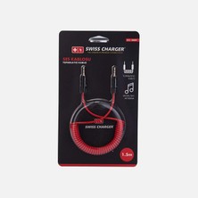Swiss Charger 4 Adet Swis Charger Sprial Ses Kablosu 1,5 Metre