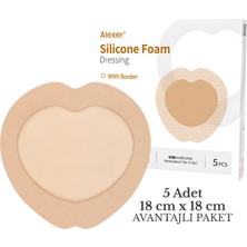 Alexer Silikon Yapışkanlı Sakrum Kalça Köpük Yara Örtüsü Steril Bası ve Yatak Yarası 18X18CM 5li Paket