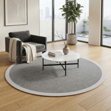 Has 1950 2001 Sisal Düz Antrasit Krem Kenarlı Yuvarlak Makine Halısı