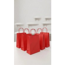 Aybaş Kağıtçılık 1. Kalite 15X8X20 Cm(10 Adet) Kırmızı Kağıt Çanta, Hediye Poşeti, Kına, Düğün, Doğum Günü Çantası