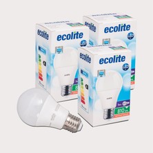 8 Adet Ecolite A60 8,5 W Beyaz Klasik E27 Duy 3'lü LED Ampul