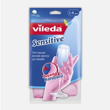 4 Adet Vileda Candy Pink Sensitive Pamuklu Tek Large Temizlik Eldiveni Pembe