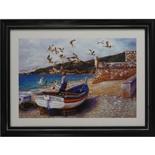 3 Adet Mina Art Çerçeveli Linen Baskı Tablo 60X80 cm