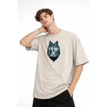 Fiore Ayakkabı Wolf - Oversize Erkek Tişört Bej