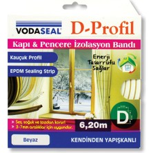 Vodaseal 6 Adet Kapı Pencere Bandı D Profil 6,25 mt Beyaz