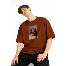 Fiore Ayakkabı Blurry - Oversize Erkek Tişört Kahve