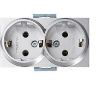 4 Adet Mutlusan Rita Mekanizmalı Tuş 2'li Topraklı Priz Inox