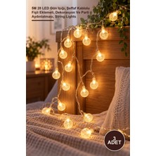Yenilig 3 Adet Kristal Top LED Işık Zinciri – 5m 28 LED Gün Işığı, Şeffaf Kablolu Fişli Eklemeli, Dekorasyon ve Parti Aydınlatması, String Lights