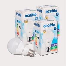 8 Adet Ecolite A60 9 W Sarı Klasik E27 Duy 3'lü LED Ampul