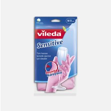 4 Adet Vileda Candy Pink Sensitive Pamuklu Tek Medium Temizlik Eldiveni Pembe
