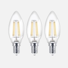 3 Adet Ecolite LED Filament C35 4 W Beyaz 6500K E14 LED Ampul