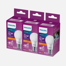 11 Adet Philips Essential 60 W Sarı Klasik E27 Duy 3'lü LED Ampul