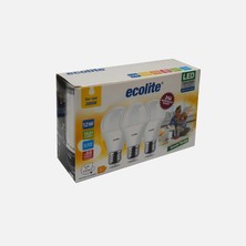 12 Adet Ecolite A60 LED Ampul 12W E27 3000K Sarı Işık 3'lü Paket