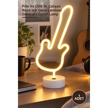 Yenilig 1 Adet Neon Gitar Masa Lambası – Pille ve USB Ile Çalışan Neon Işık Gece Lambası Dekoratif Guitar Lamp