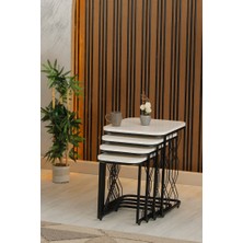 Branna Home Luxury Asil Zigon Sehpa Aytaşı - Tekerlekli 4 Parça